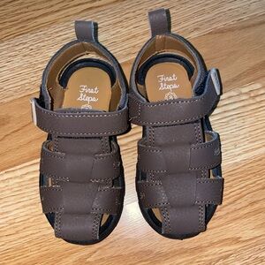 First step toddler boy sandals, brown, worn once